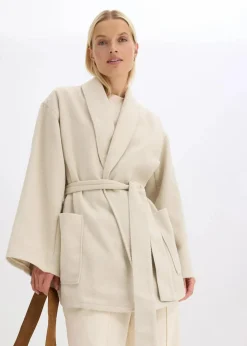 bonprix Jacken & Mäntel|Bekleidung·Hosen^Jacke in Wolloptik kieselbeige