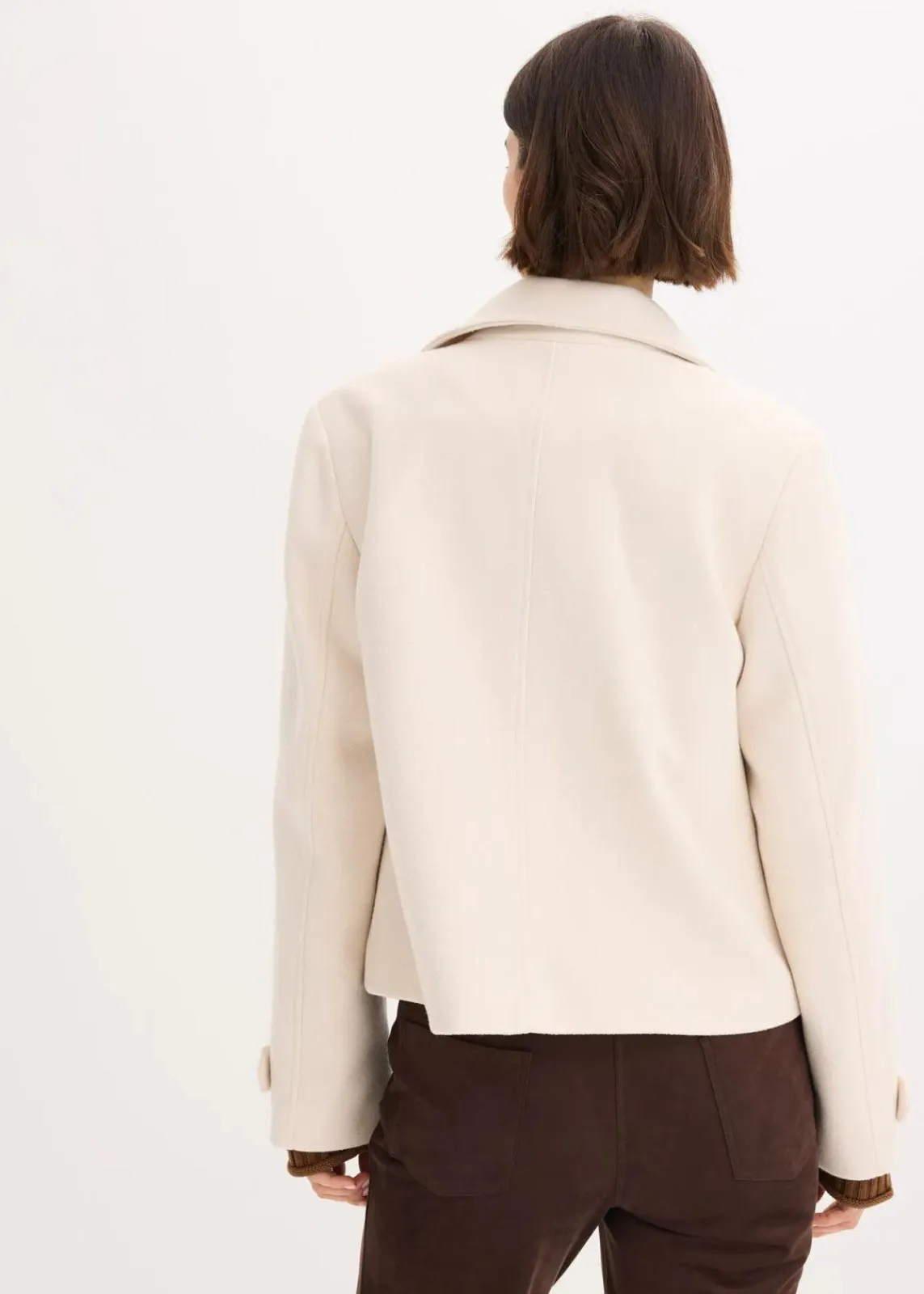 bonprix Bekleidung·Hosen|Jacken & Mäntel^Jacke in Wolloptik kieselbeige
