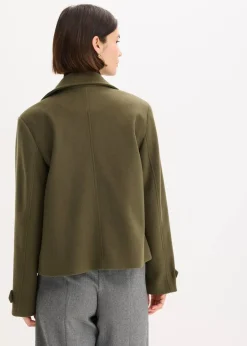 bonprix Jacken & Mäntel|Bekleidung·Hosen^Jacke in Wolloptik dunkeloliv