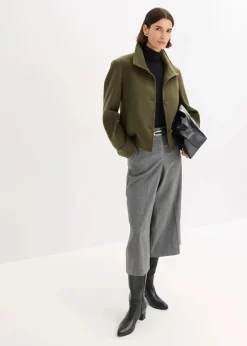 bonprix Jacken & Mäntel|Bekleidung·Hosen^Jacke in Wolloptik dunkeloliv