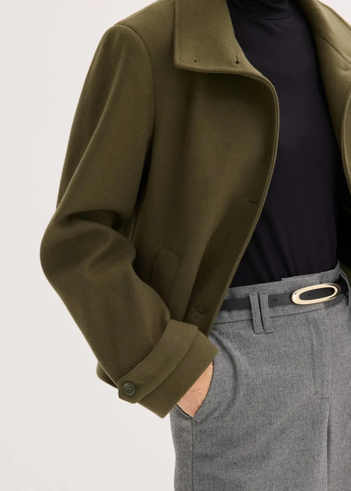 bonprix Jacken & Mäntel|Bekleidung·Hosen^Jacke in Wolloptik dunkeloliv