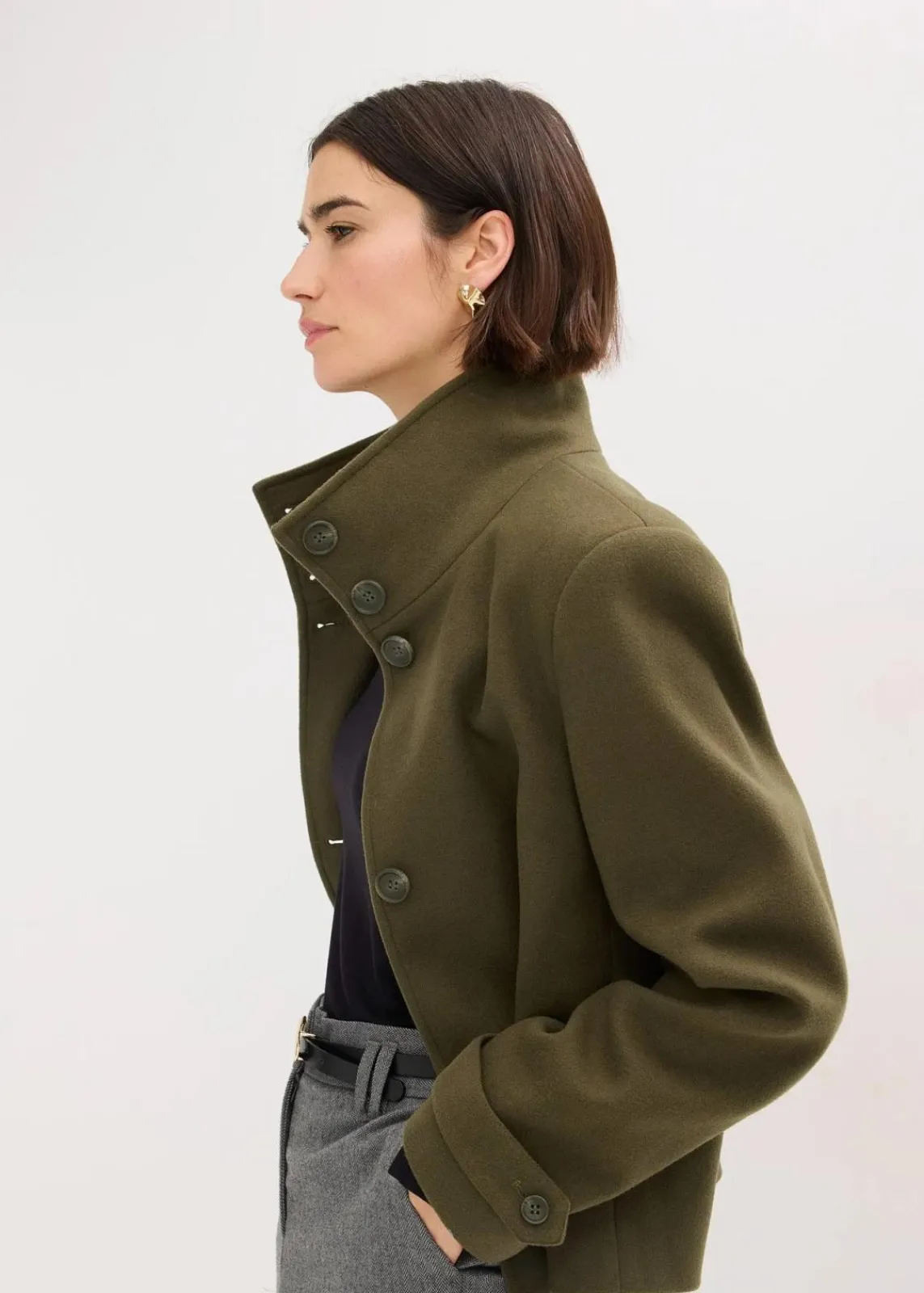 bonprix Jacken & Mäntel|Bekleidung·Hosen^Jacke in Wolloptik dunkeloliv