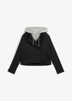 bonprix Jacken & Mäntel^Jacke mit abgesetzter Kapuze schwarz