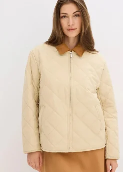 bonprix Bekleidung·Hosen|Jacken & Mäntel^Jacke mit Diamantsteppung grünbeige
