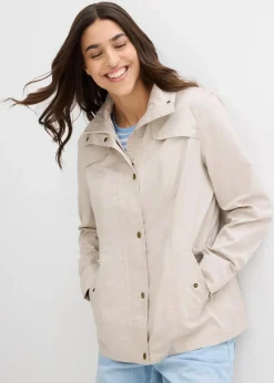 bonprix Jacken & Mäntel|Bekleidung·Hosen^Jacke mit Stehkragen steingrau