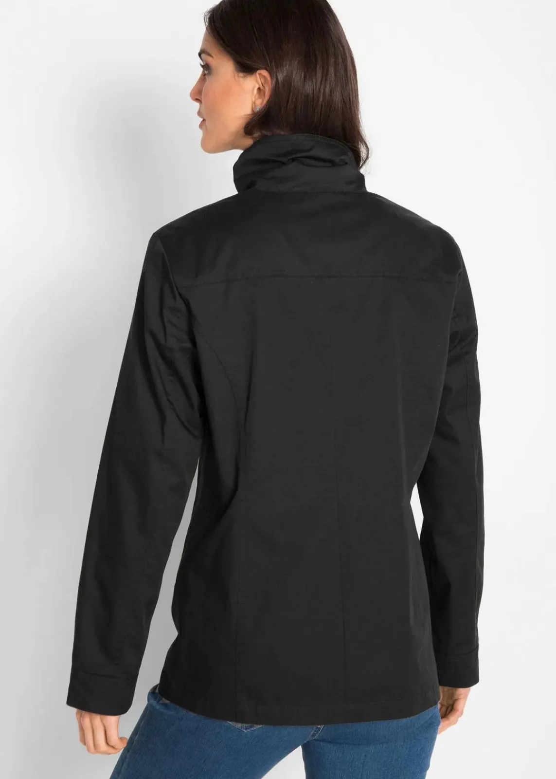 bonprix Jacken & Mäntel|Bekleidung·Hosen^Jacke mit Stehkragen schwarz