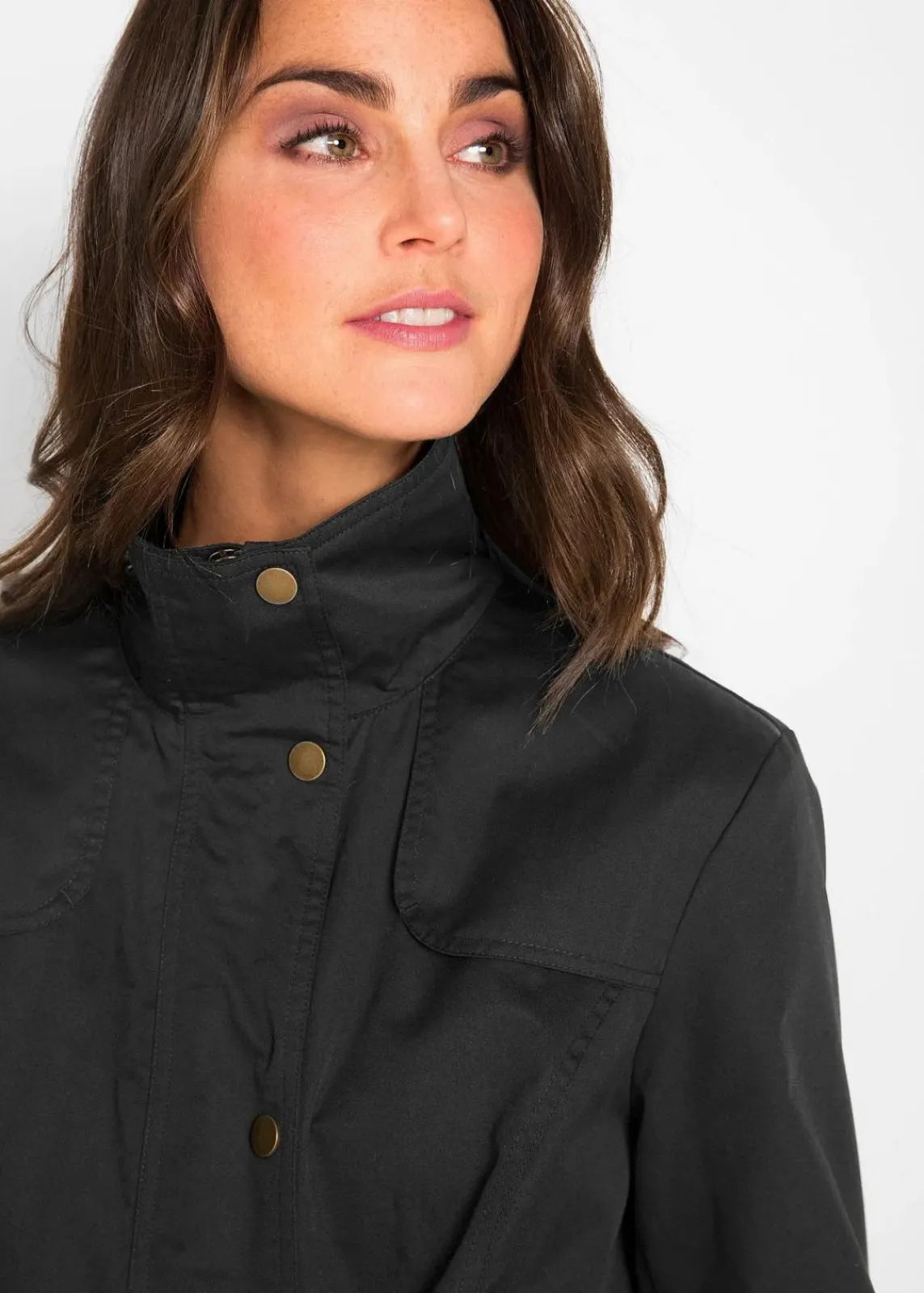 bonprix Jacken & Mäntel|Bekleidung·Hosen^Jacke mit Stehkragen schwarz