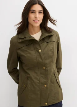 bonprix Bekleidung·Hosen|Jacken & Mäntel^Jacke mit Stehkragen dunkeloliv