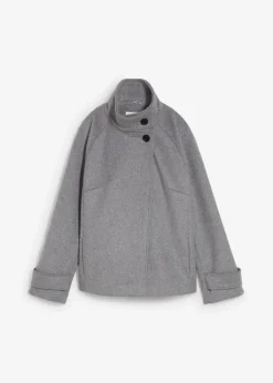 bonprix Bekleidung·Hosen|Jacken & Mäntel^Jacke mit weichem Wollanteil grau meliert