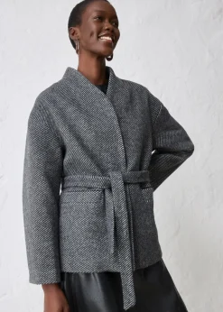 bonprix Bekleidung·Hosen|Jacken & Mäntel^Jacke mit Wolle schwarz/grau bedruckt