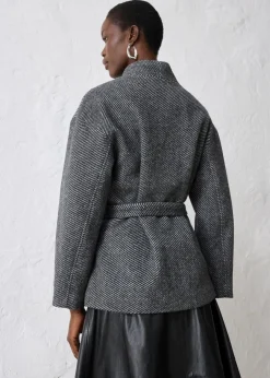 bonprix Bekleidung·Hosen|Jacken & Mäntel^Jacke mit Wolle schwarz/grau bedruckt