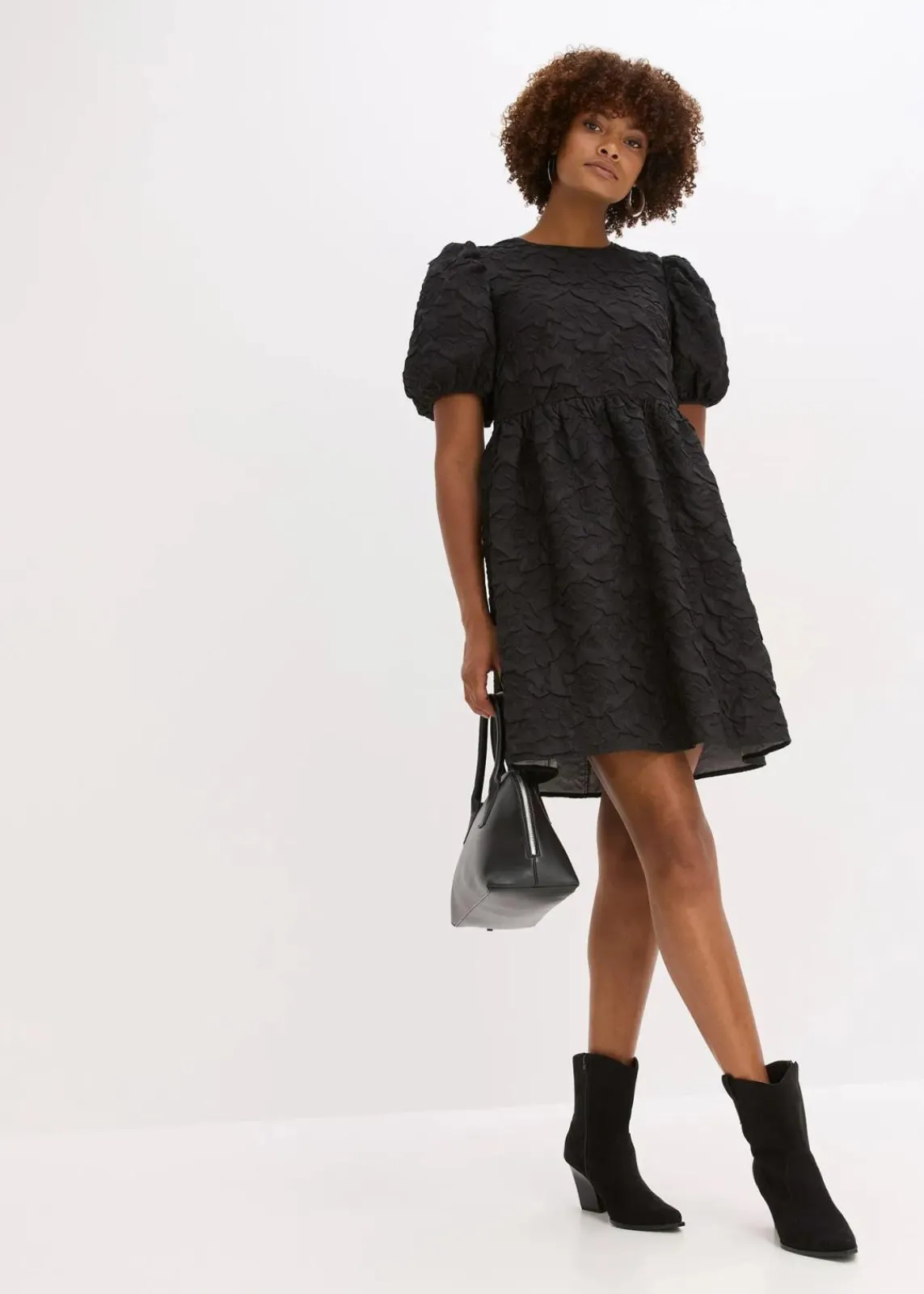 bonprix Kleider^Jacquard Kleid schwarz