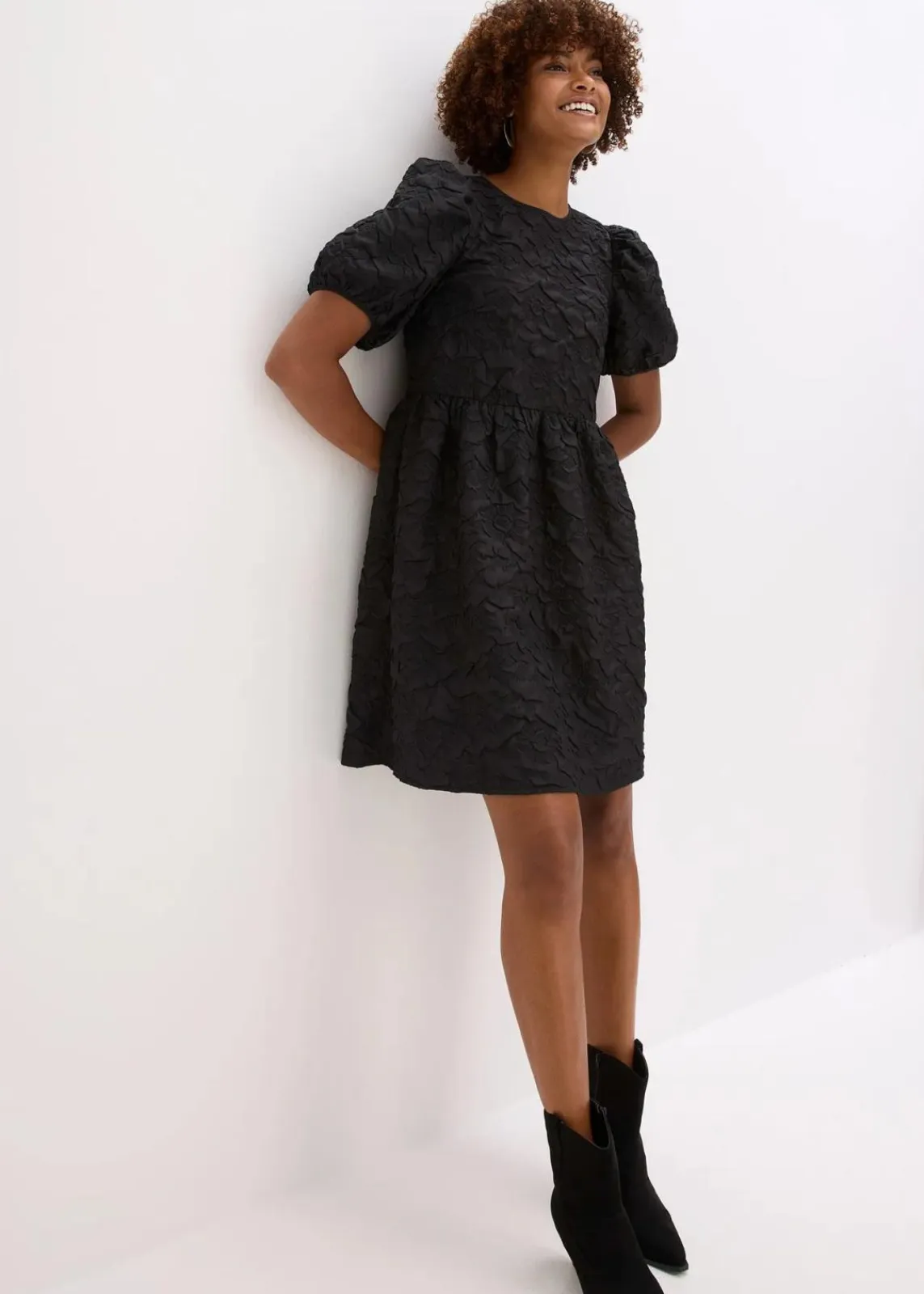 bonprix Kleider^Jacquard Kleid schwarz