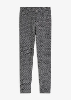 bonprix Bekleidung·Kleider|Hosen^Jacquard Schlupfhose mit Schließendetail schwarz/wollweiß graphisch