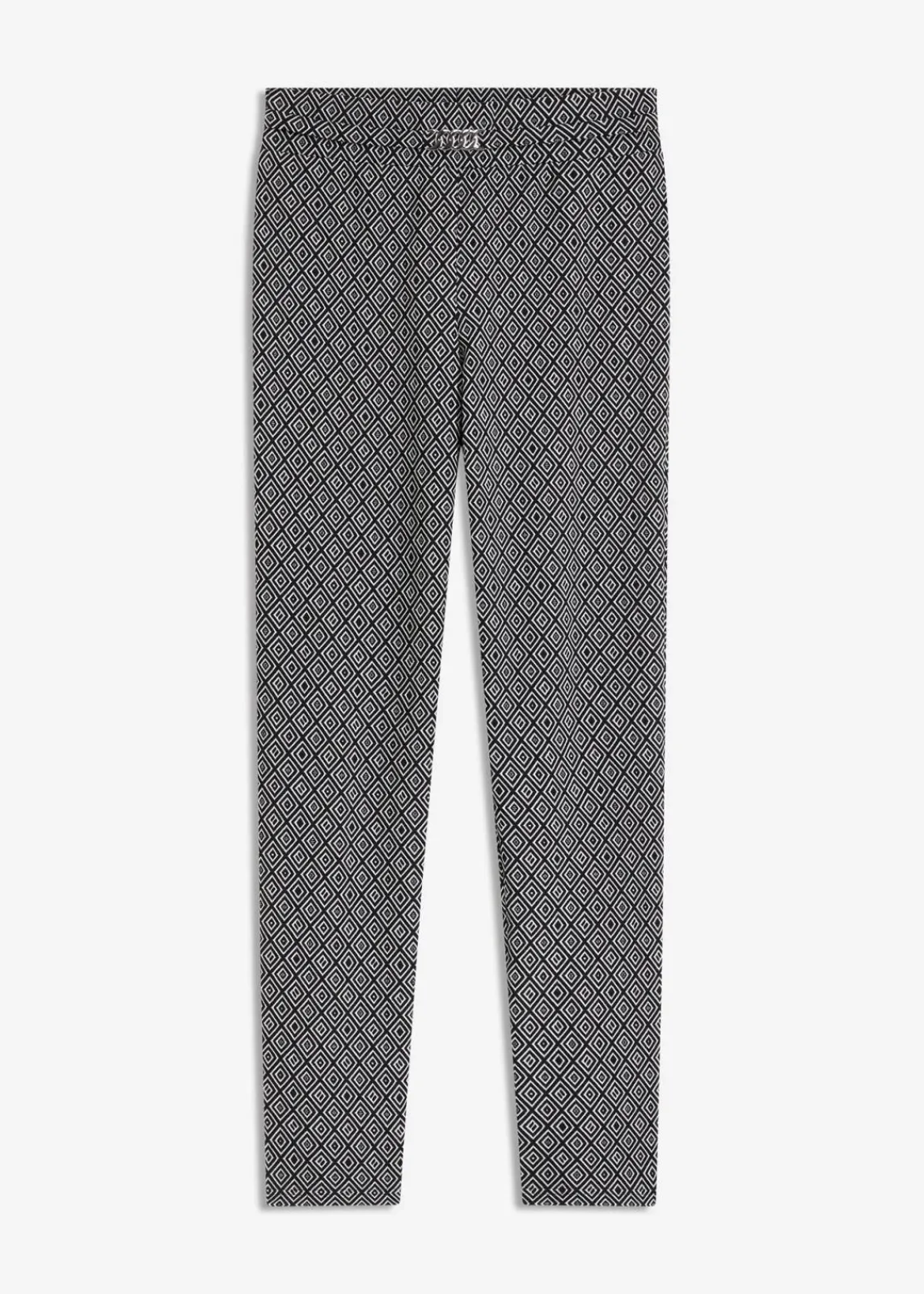 bonprix Bekleidung·Kleider|Hosen^Jacquard Schlupfhose mit Schließendetail schwarz/wollweiß graphisch