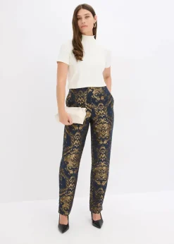 bonprix Festliche Mode|Hosen^Jacquard-Hose blau/gold