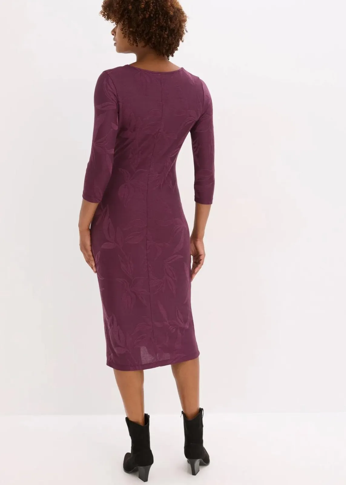 bonprix Bekleidung·Pullover & Strickjacken|Kleider^Jacquard-Midikleid beere