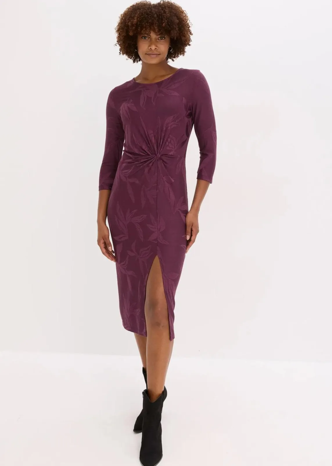 bonprix Bekleidung·Pullover & Strickjacken|Kleider^Jacquard-Midikleid beere