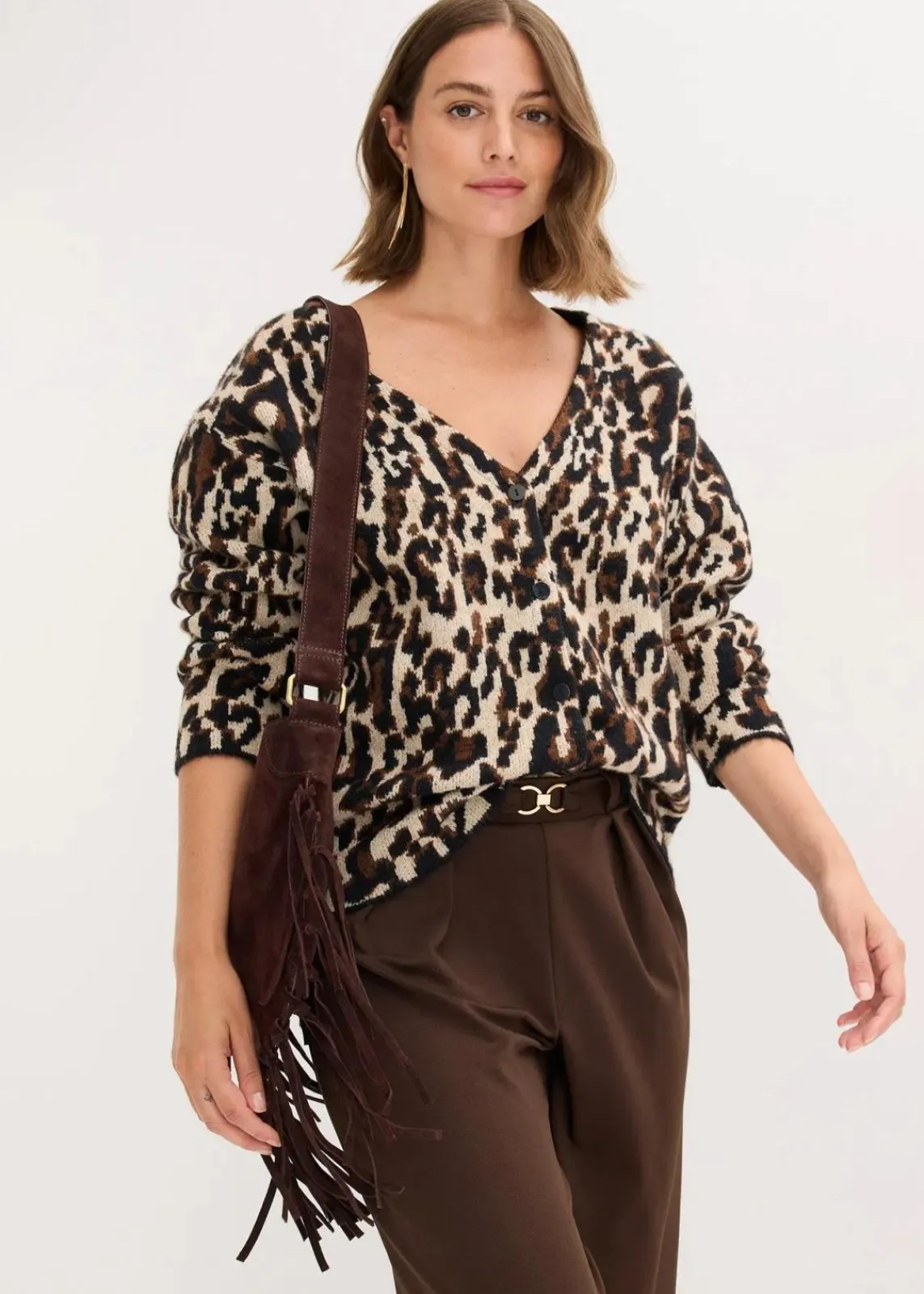 bonprix Bekleidung·Umstandsmode|Bekleidung·Jeans^Jacquard-Strickjacke braun leo