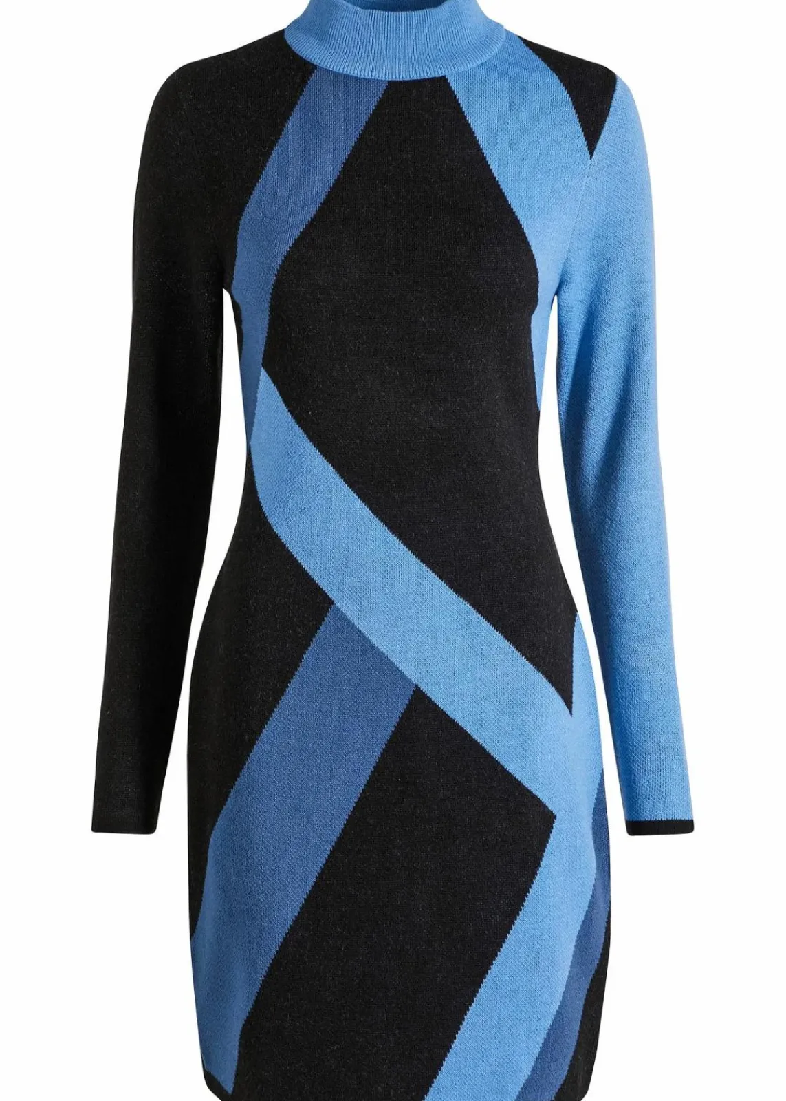 bonprix Strickmode|Bekleidung·Pullover & Strickjacken^Jacquard-Strickkleid mit modernen Streifen hellblau/dunkelblau graphisch