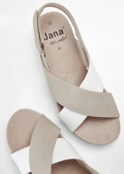 Jana High Heels|Komfortschuhe^Komfort-Plateau-Sandalen in bequemer Weite taupe/weiß