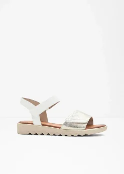 Jana High Heels|Komfortschuhe^Komfort-Sandalen in bequemer Weite weiß/champagner metallic