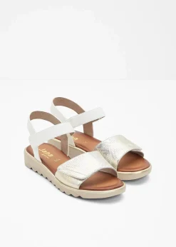 Jana High Heels|Komfortschuhe^Komfort-Sandalen in bequemer Weite weiß/champagner metallic