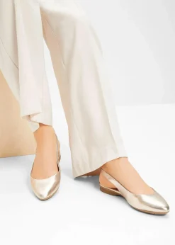 Jana Schuhe & Accessoires In Spezialgrößen·Weite Schuhe|Sommerschuhe^Komfort-Sling-Ballerinas in bequemer Weite gold metallic