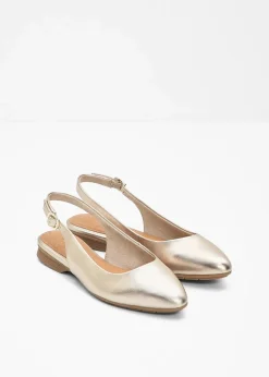 Jana Schuhe & Accessoires In Spezialgrößen·Weite Schuhe|Sommerschuhe^Komfort-Sling-Ballerinas in bequemer Weite gold metallic