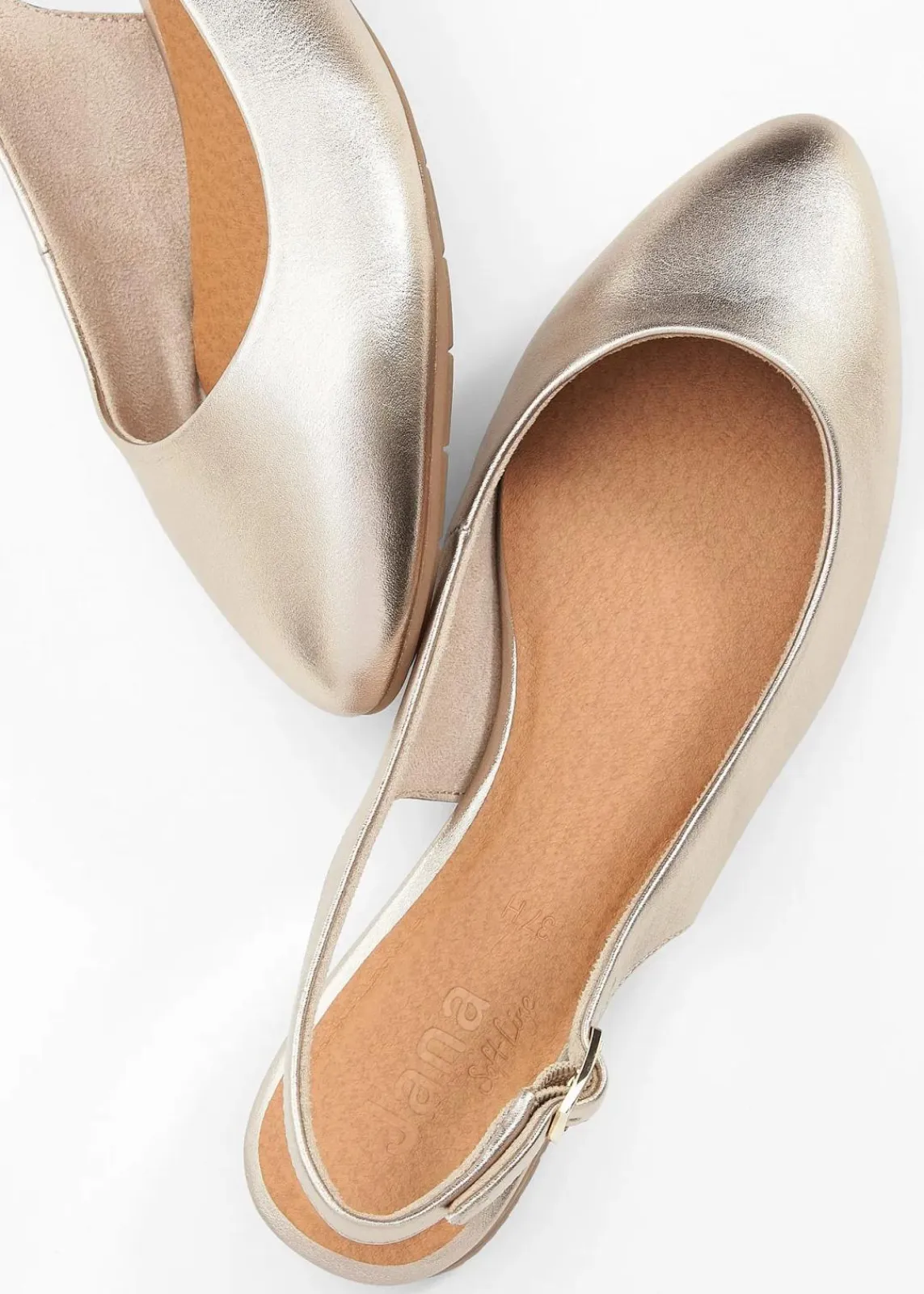 Jana Schuhe & Accessoires In Spezialgrößen·Weite Schuhe|Sommerschuhe^Komfort-Sling-Ballerinas in bequemer Weite gold metallic