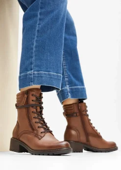 Jana High Heels|Komfortschuhe^Schnürboots in bequemer Weite braun