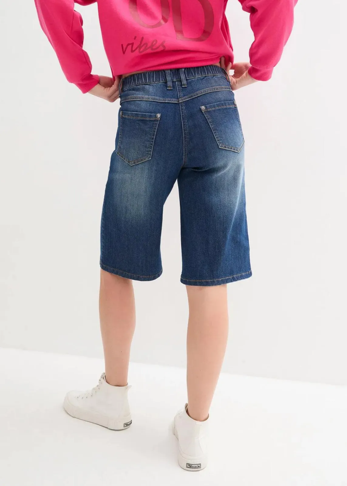 bonprix Bekleidung·Outdoorbekleidung|Bekleidung·Shirts & Tops^Jeans Bermuda High Waist, Bequembund nachtblau denim