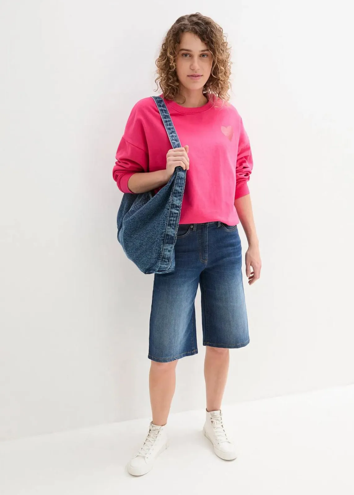 bonprix Bekleidung·Outdoorbekleidung|Bekleidung·Shirts & Tops^Jeans Bermuda High Waist, Bequembund nachtblau denim