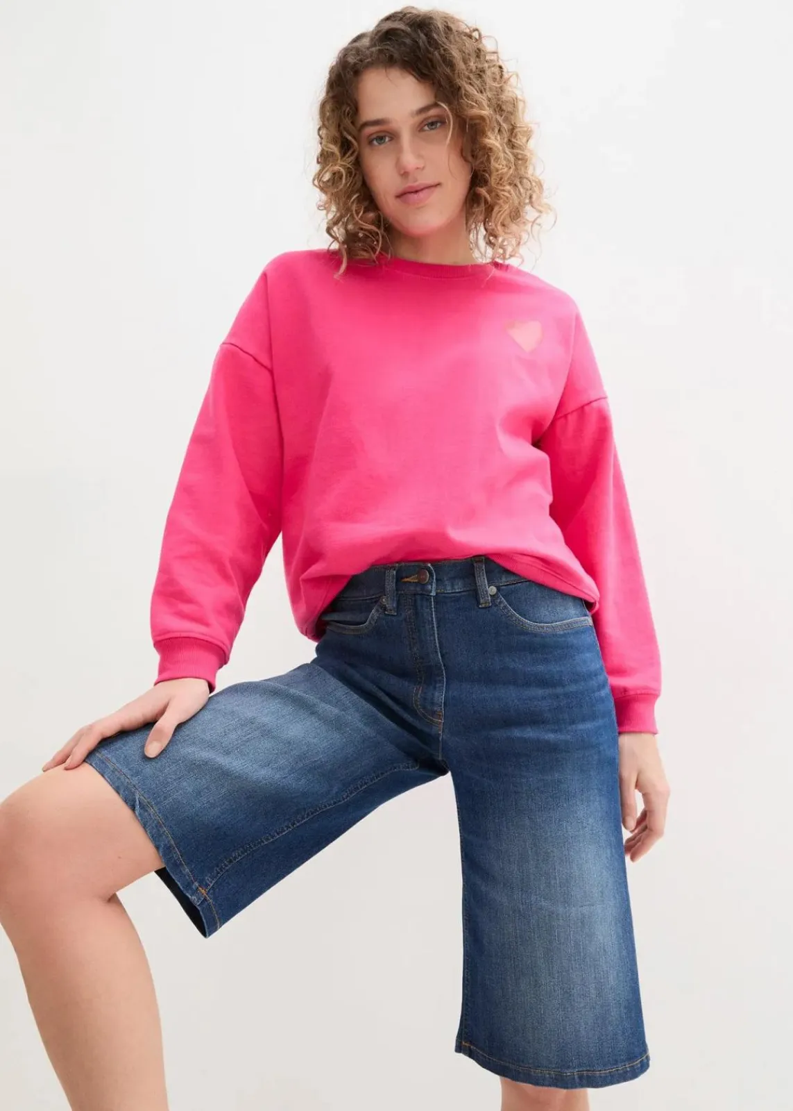 bonprix Bekleidung·Outdoorbekleidung|Bekleidung·Shirts & Tops^Jeans Bermuda High Waist, Bequembund nachtblau denim