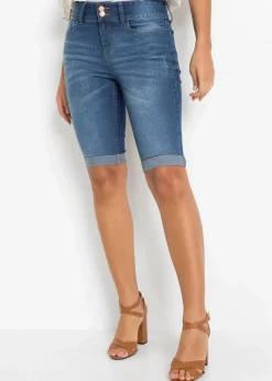 bonprix Bekleidung·Outdoorbekleidung|Bekleidung·Shirts & Tops^Jeans Bermuda Mid Waist blue stone