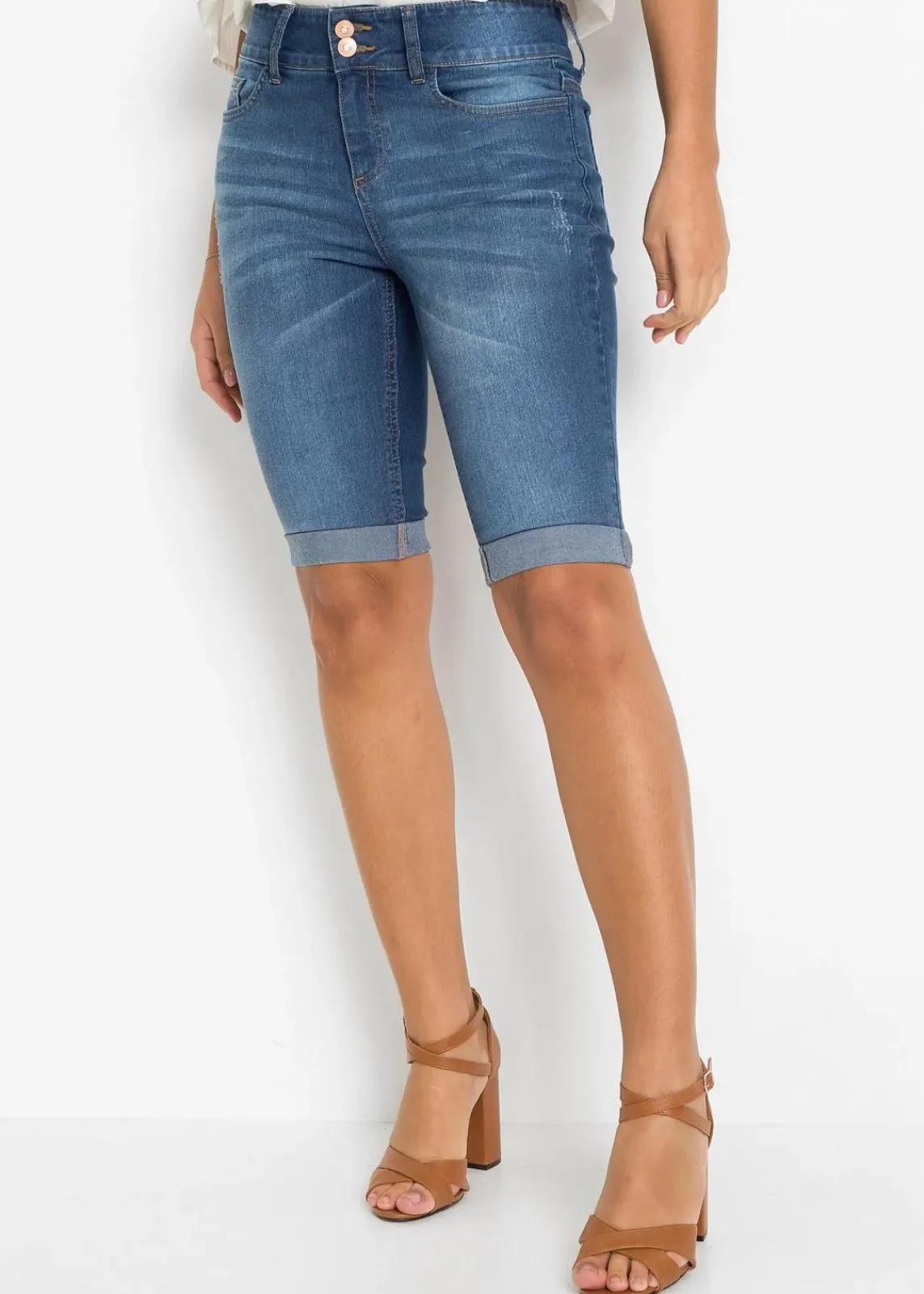 bonprix Bekleidung·Outdoorbekleidung|Bekleidung·Shirts & Tops^Jeans Bermuda Mid Waist blue stone