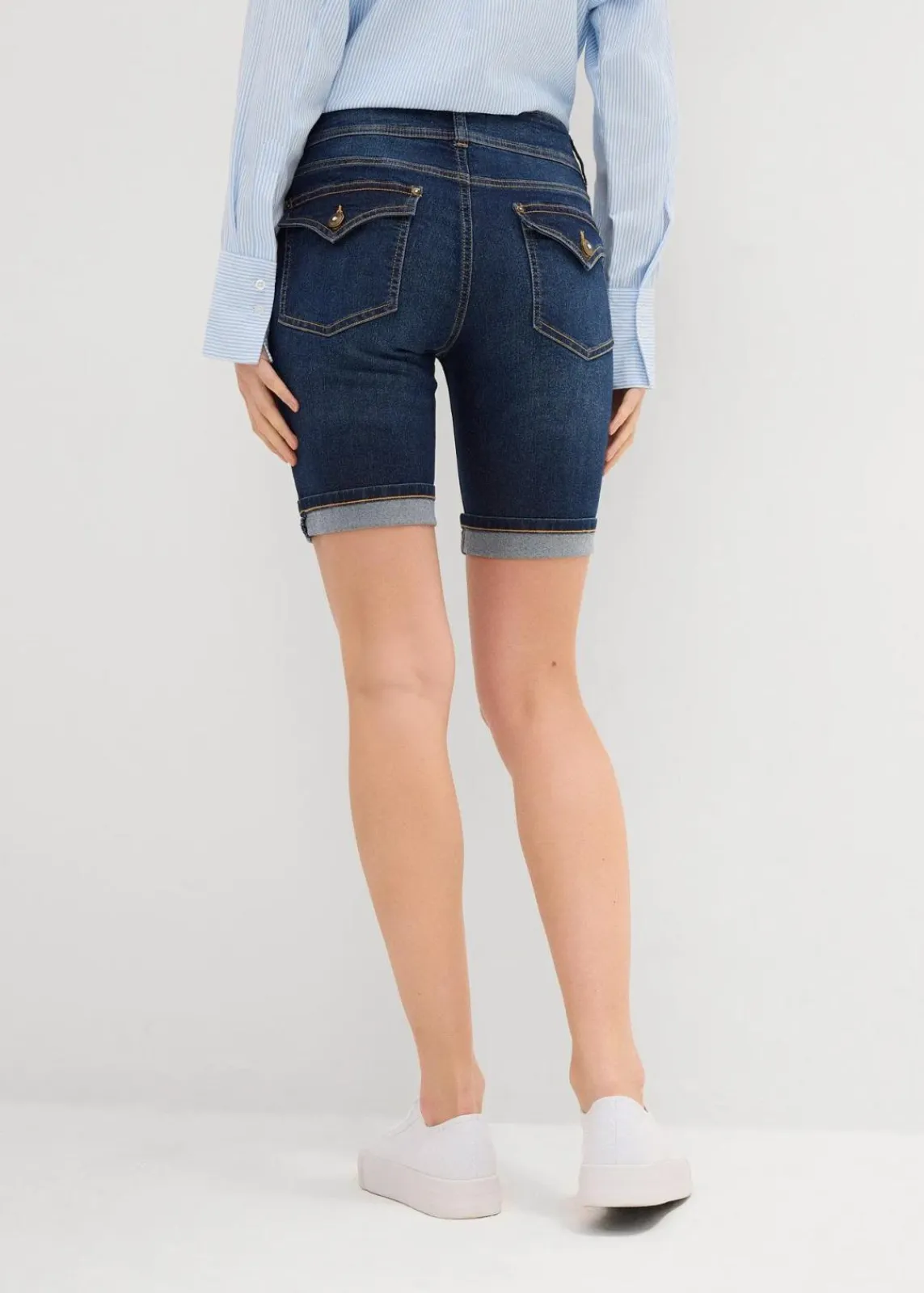 bonprix Bekleidung·Outdoorbekleidung|Bekleidung·Shirts & Tops^Jeans Bermuda Mid Waist dark denim
