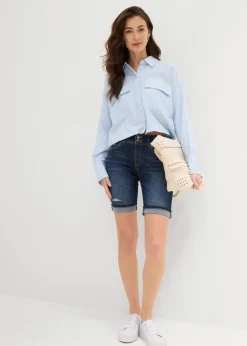bonprix Bekleidung·Outdoorbekleidung|Bekleidung·Shirts & Tops^Jeans Bermuda Mid Waist dark denim