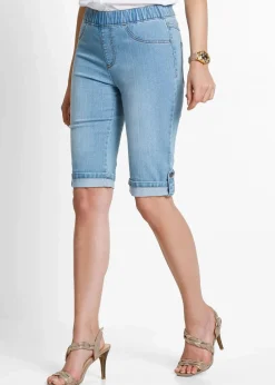 bonprix Bekleidung·Outdoorbekleidung|Bekleidung·Shirts & Tops^Jeans Bermuda Mid Waist, Bequembund blue bleached