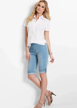 bonprix Bekleidung·Outdoorbekleidung|Bekleidung·Shirts & Tops^Jeans Bermuda Mid Waist, Bequembund blue bleached