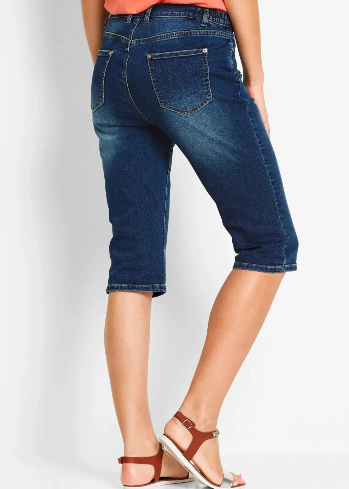 bonprix Bekleidung·Outdoorbekleidung|Bekleidung·Shirts & Tops^Jeans Bermuda Mid Waist, Bequembund nachtblau denim