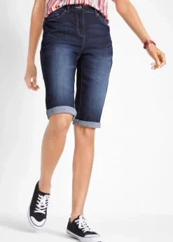 bonprix Jeans|Shorts^Jeans Bermuda Mid Waist mit gekrempeltem Saum nachtblau denim