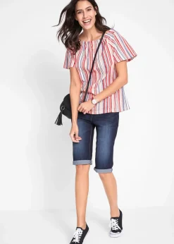 bonprix Jeans|Shorts^Jeans Bermuda Mid Waist mit gekrempeltem Saum nachtblau denim