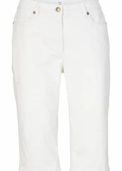 bonprix Jeans|Shorts^Jeans Bermuda Mid Waist mit gekrempeltem Saum weiß