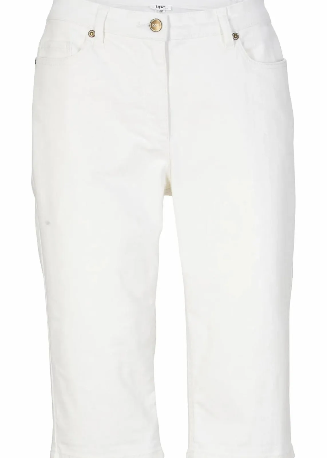 bonprix Jeans|Shorts^Jeans Bermuda Mid Waist mit gekrempeltem Saum weiß
