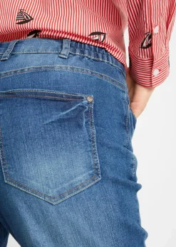bonprix Bekleidung·Outdoorbekleidung|Bekleidung·Shirts & Tops^Jeans Bermuda Mid Waist mit gekrempeltem Saum blau denim