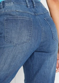 bonprix Bekleidung·Outdoorbekleidung|Bekleidung·Shirts & Tops^Jeans Bermuda Mid Waist mit Stickerei und Bequembund blau denim