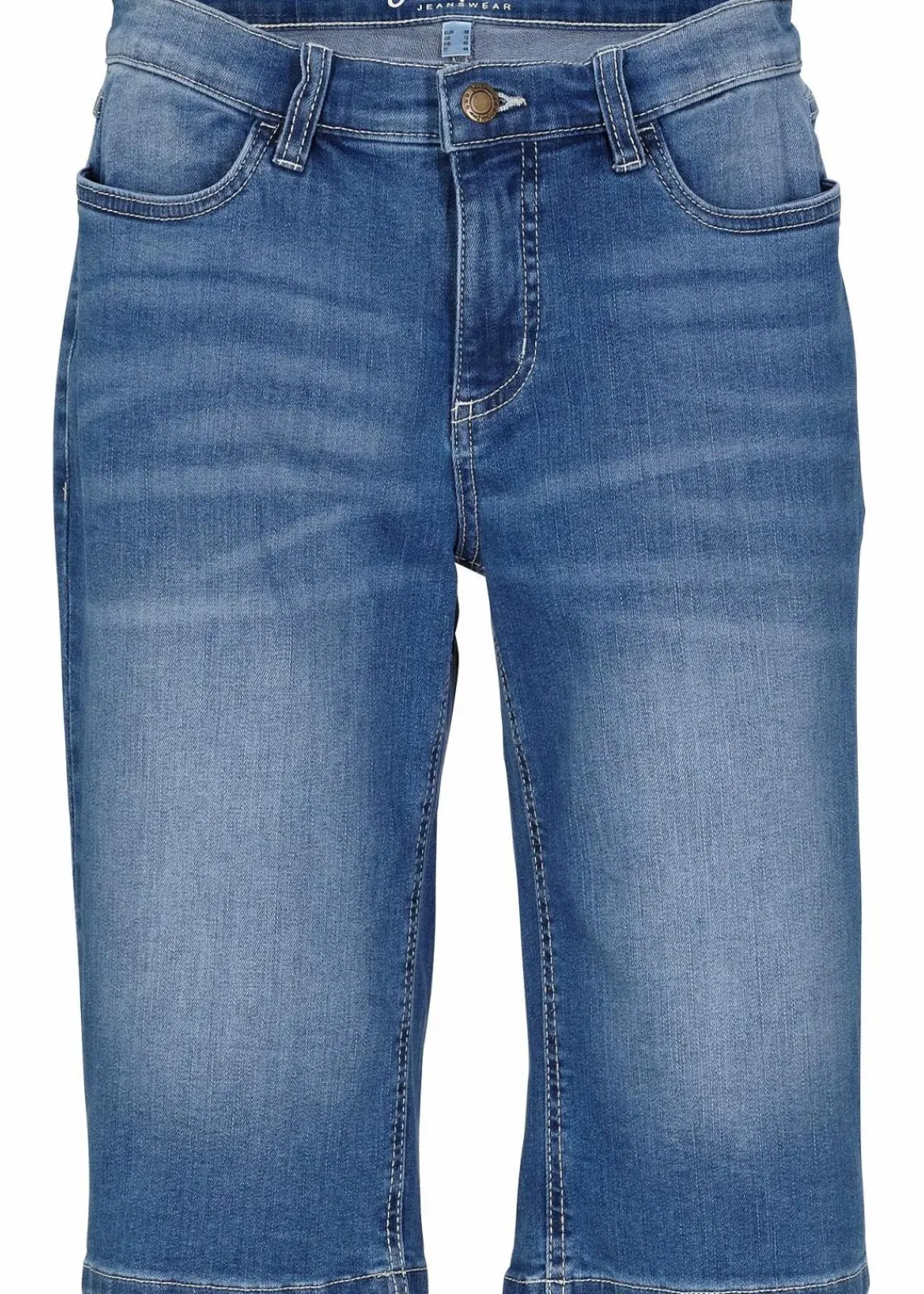 bonprix Bekleidung·Shirts & Tops|Jeans^Jeans Bermuda Mid Waist, Stretch hellblau denim used