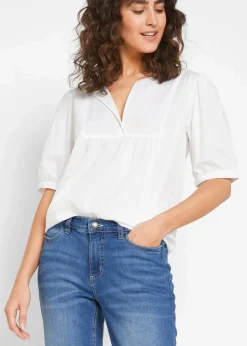bonprix Bekleidung·Shirts & Tops|Jeans^Jeans Bermuda Mid Waist, Stretch hellblau denim used