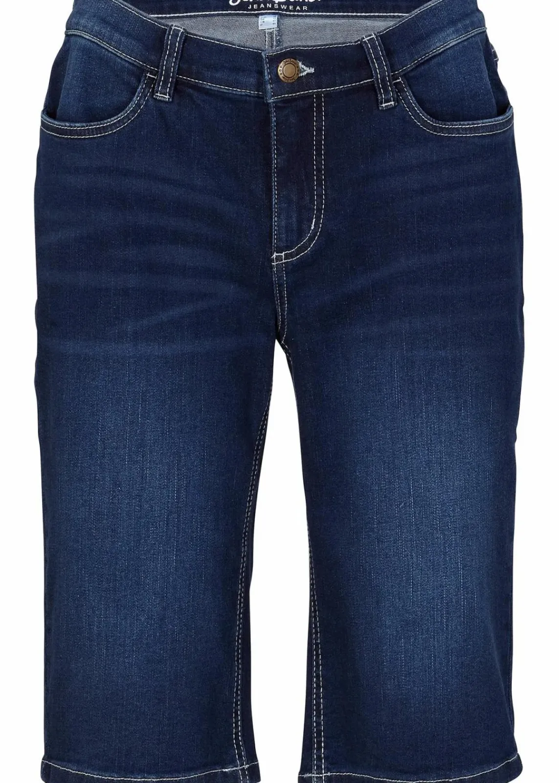 bonprix Jeans|Bekleidung·Shirts & Tops^Jeans Bermuda Mid Waist, Stretch blau denim used
